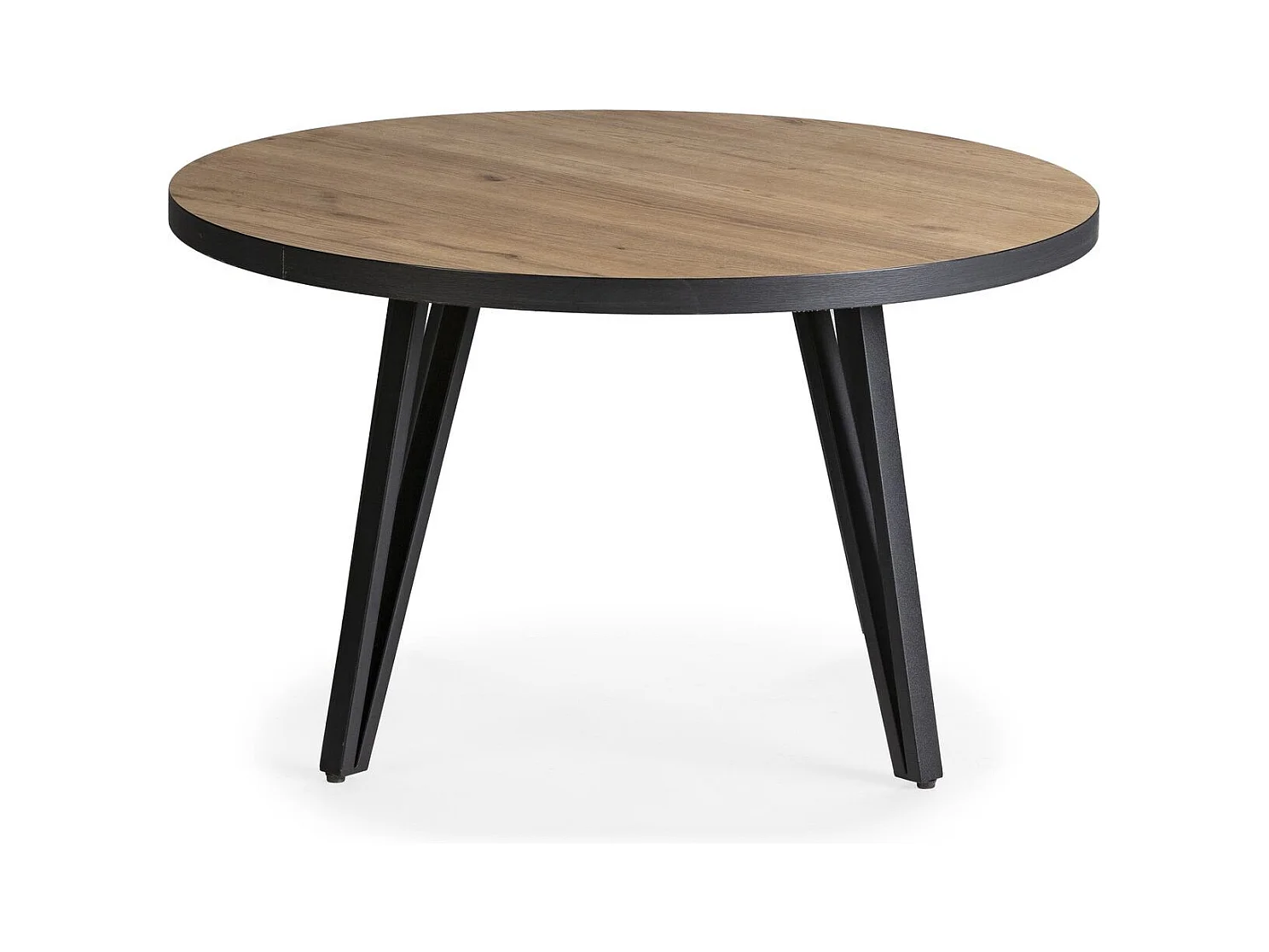 Table basse ronde couleur bois et noir Ø 80 cm - Lexi