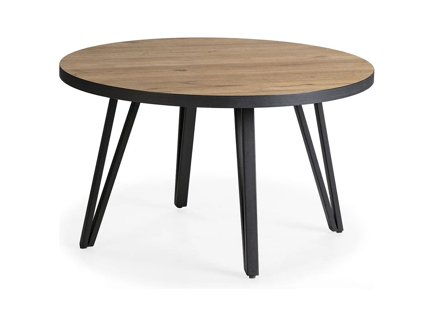 Table basse ronde couleur bois et noir Ø 80 cm - Lexi