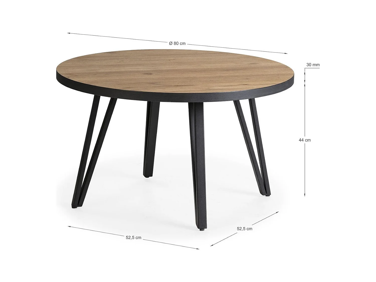 Table basse ronde couleur bois et noir Ø 80 cm - Lexi