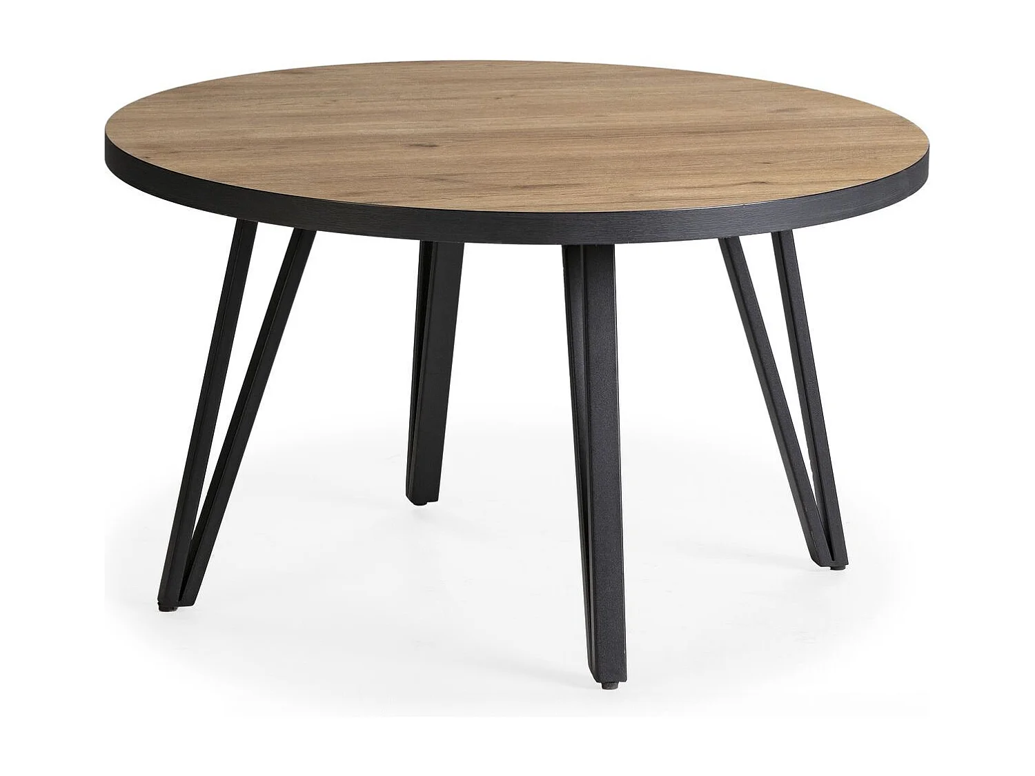 Table basse ronde couleur bois et noir Ø 80 cm - Lexi