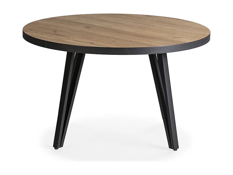 Table basse ronde couleur bois et noir Ø 80 cm - Lexi