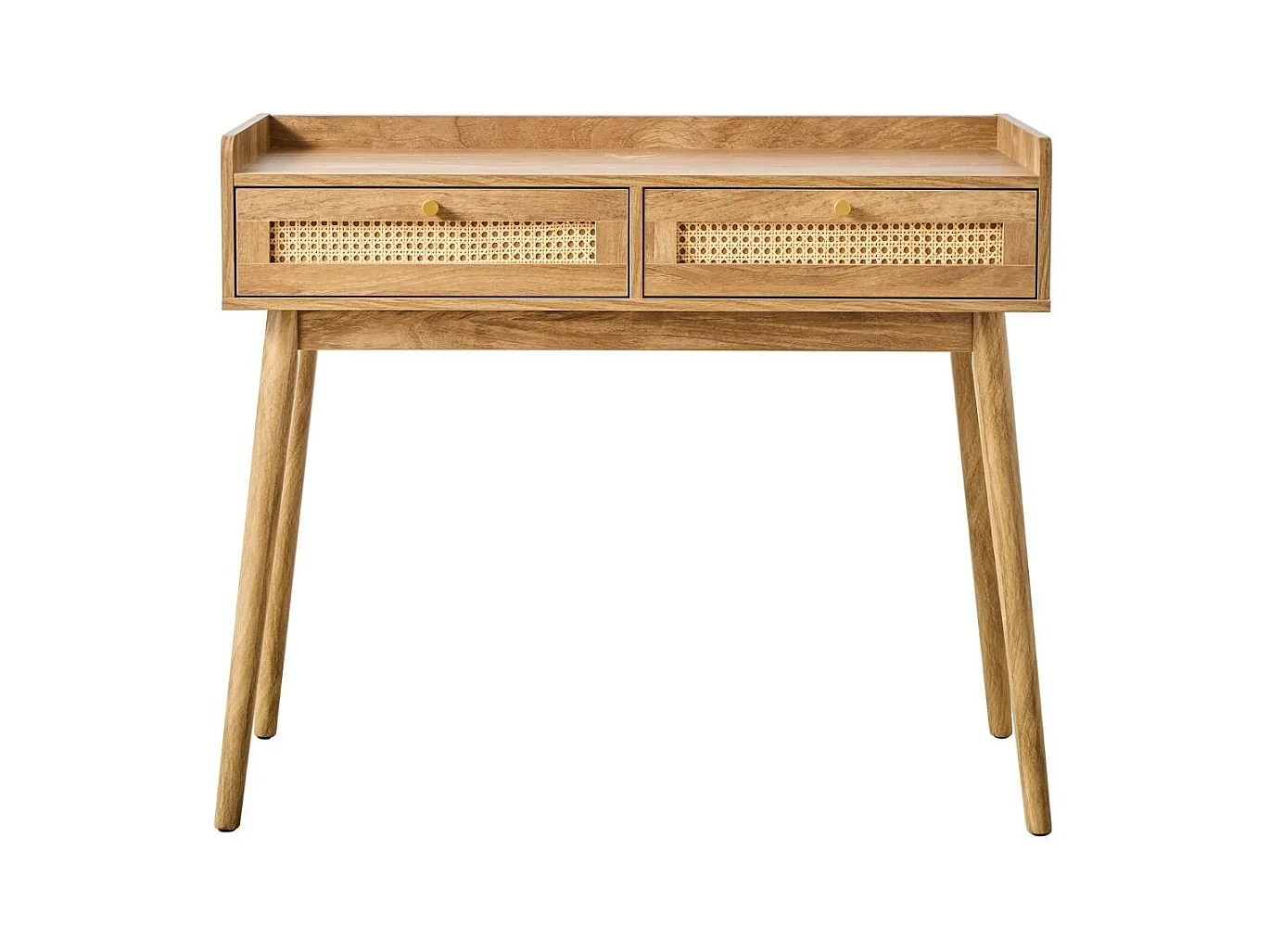 Console 2 tiroirs avec façades en rotin  PALMO