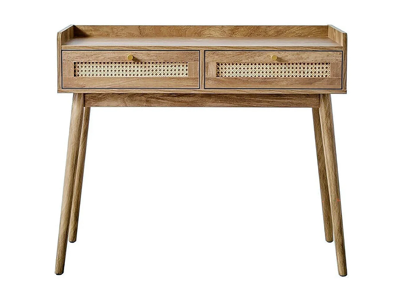 Consolle 2 cassetti con frontali in rattan e gambe in legno L100 cm - PALMO