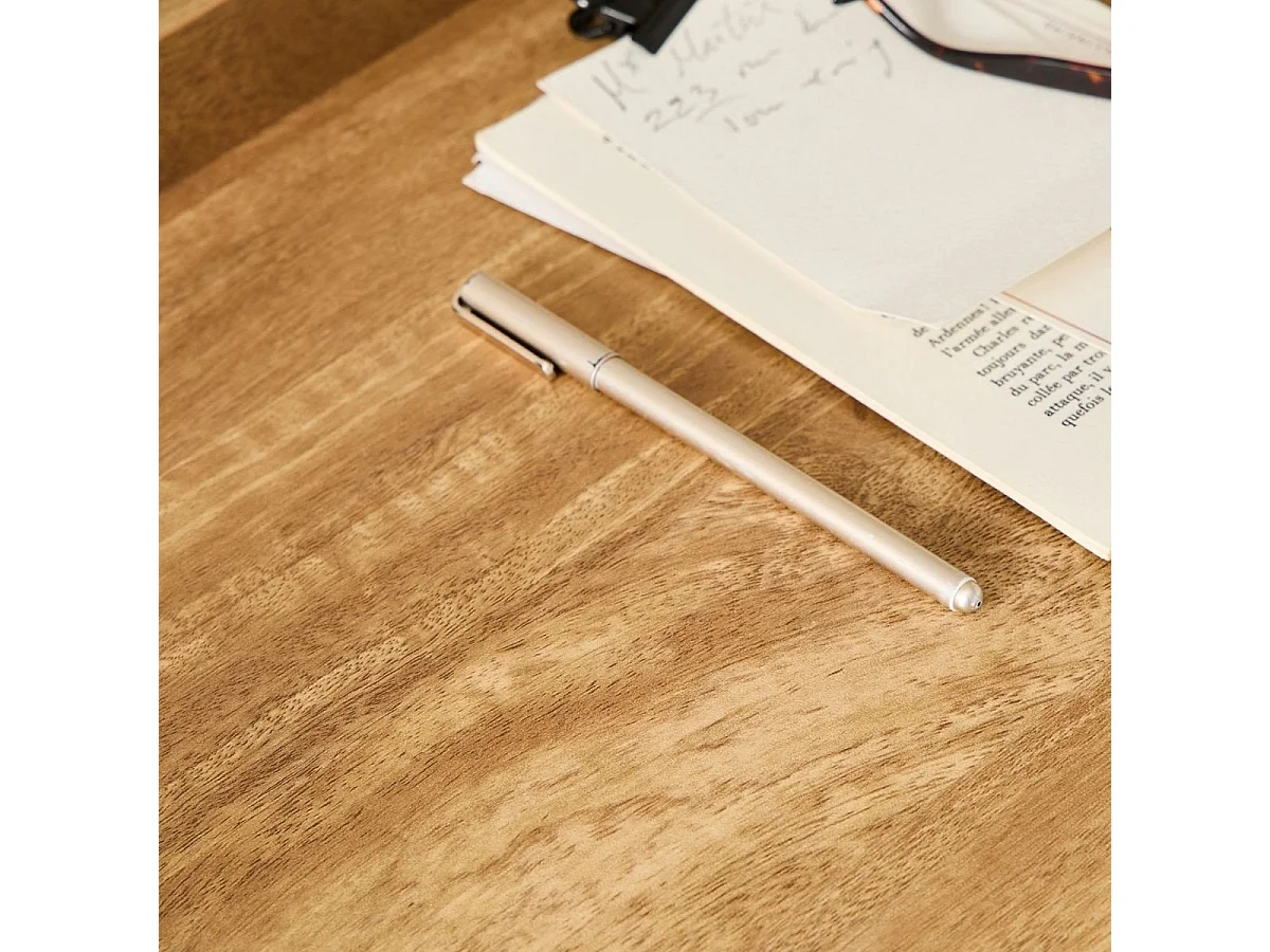 Consolle 2 cassetti con frontali in rattan e gambe in legno L100 cm - PALMO