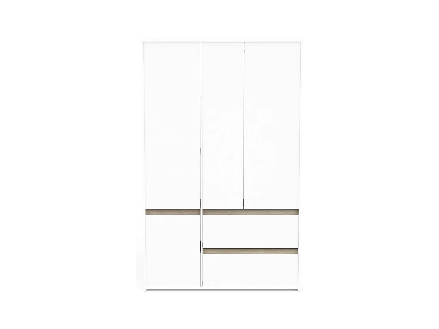 Armoire 4 portes et 2 tiroirs décor chêne kronberg et blanc mat H220,5 cm - CLYDE