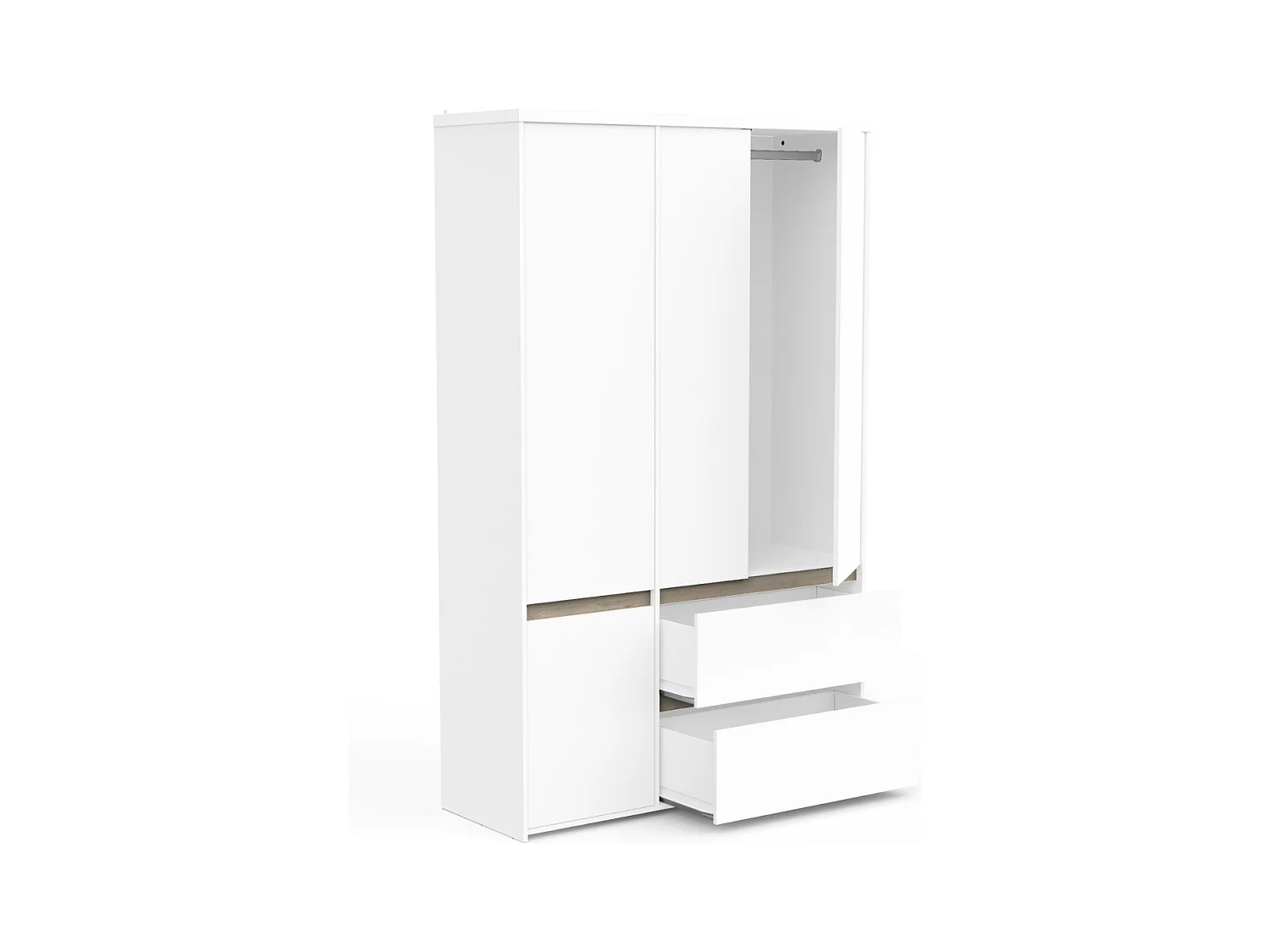 Armoire 4 portes et 2 tiroirs décor chêne kronberg et blanc mat H220,5 cm - CLYDE