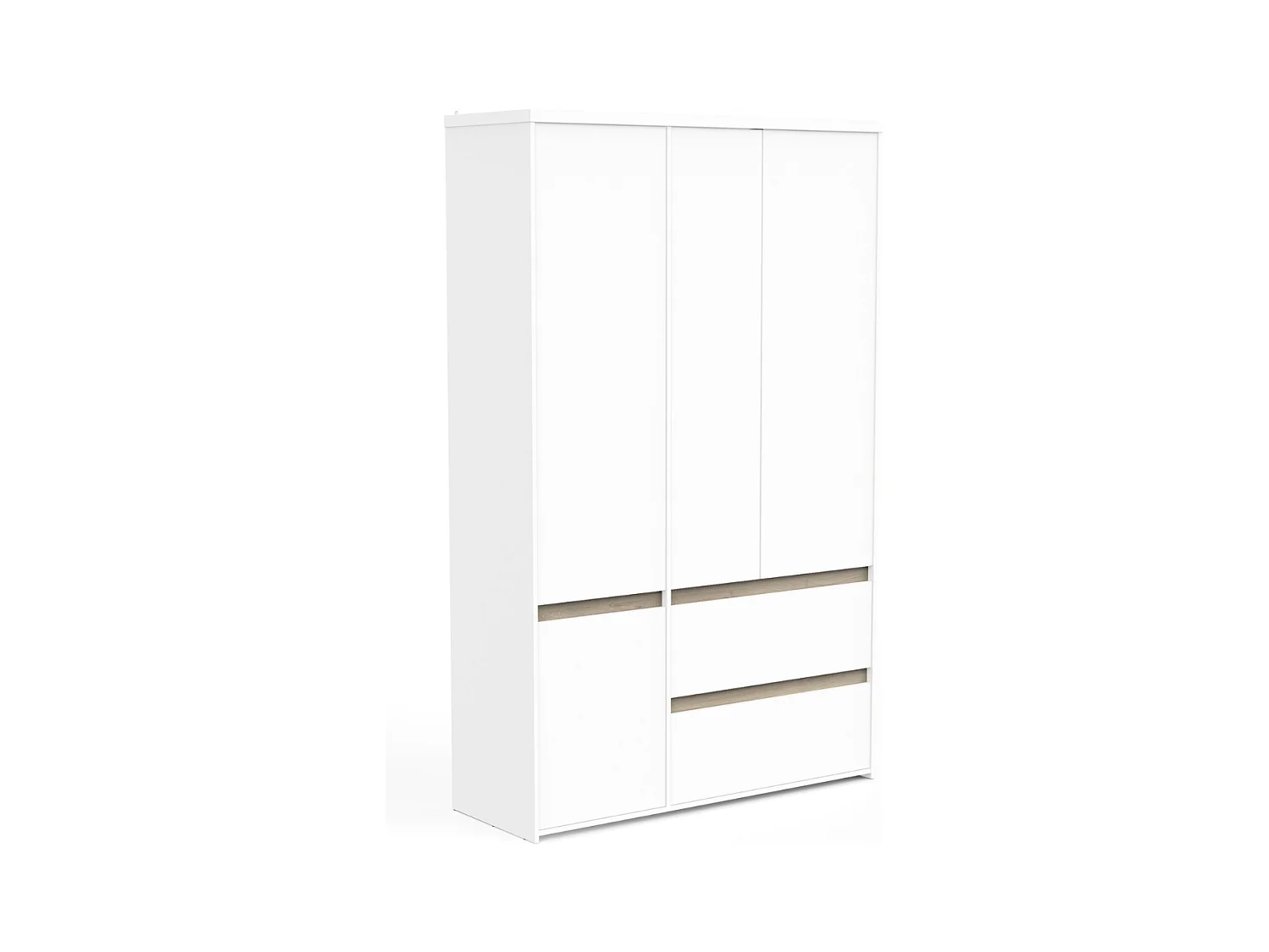 Armoire 4 portes et 2 tiroirs décor chêne kronberg et blanc mat H220,5 cm - CLYDE