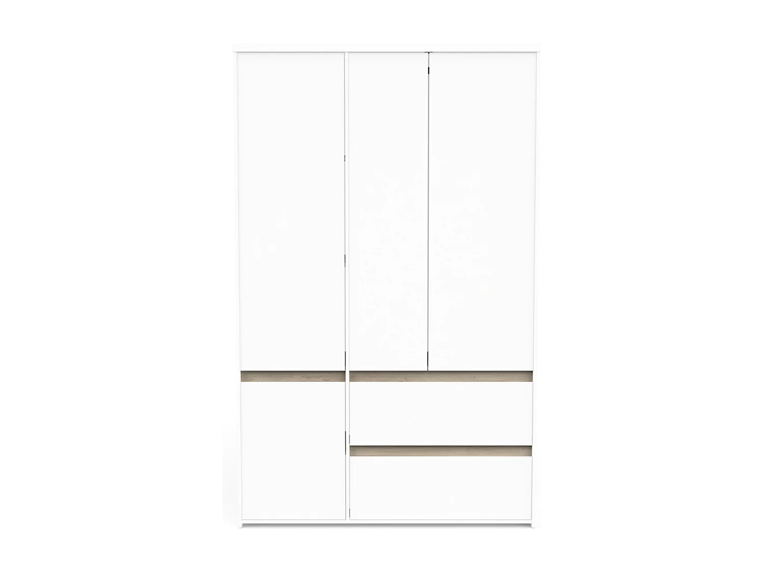 Guarda-roupa de 4 portas e 2 gavetas, decoração em carvalho Kronberg e branco mate, H220,5 cm - CLYDE
