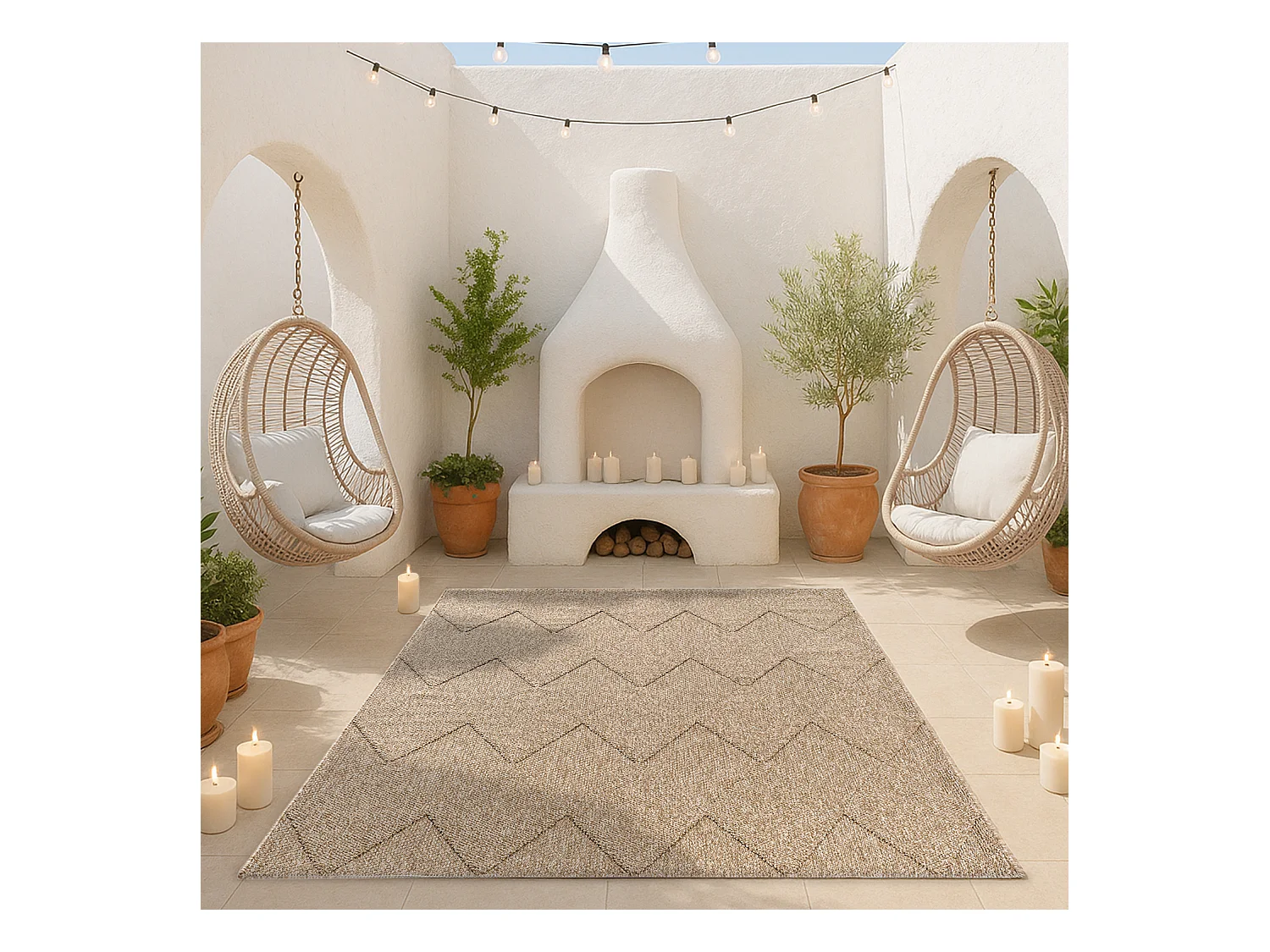 Dywan Kos nowoczesny zewnętrzny rombów, Natura, 80 x 150 cm