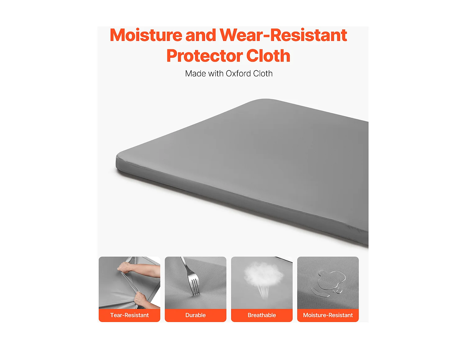 Planche de Lit Queen Size SucceBuy, 201 x 148 x 3,8 cm Lot de 4, Sommier Panneau avec Tissu Oxford 200D, pour Maison Hôtel Appartement, Gris