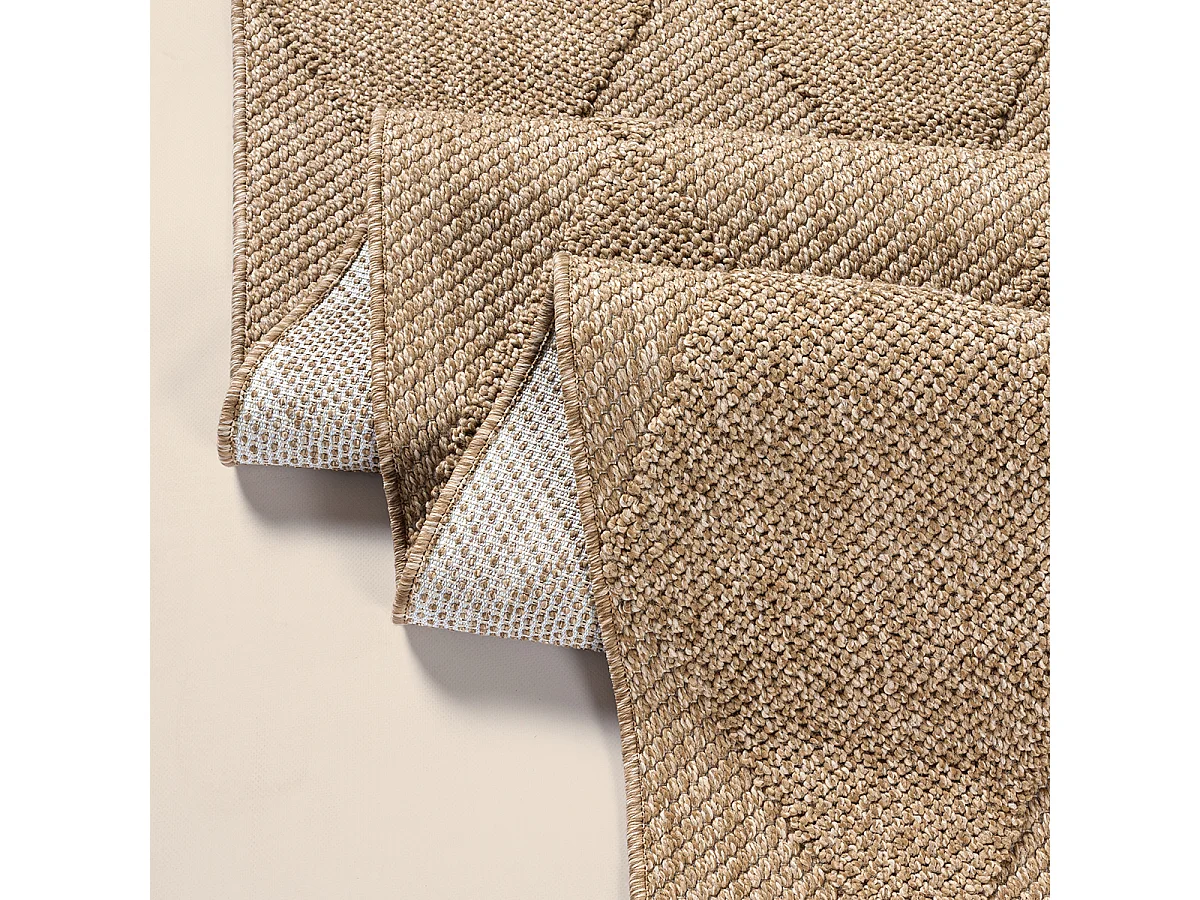 Tapis Kos extérieur moderne losange, Nature, 80 x 250 cm