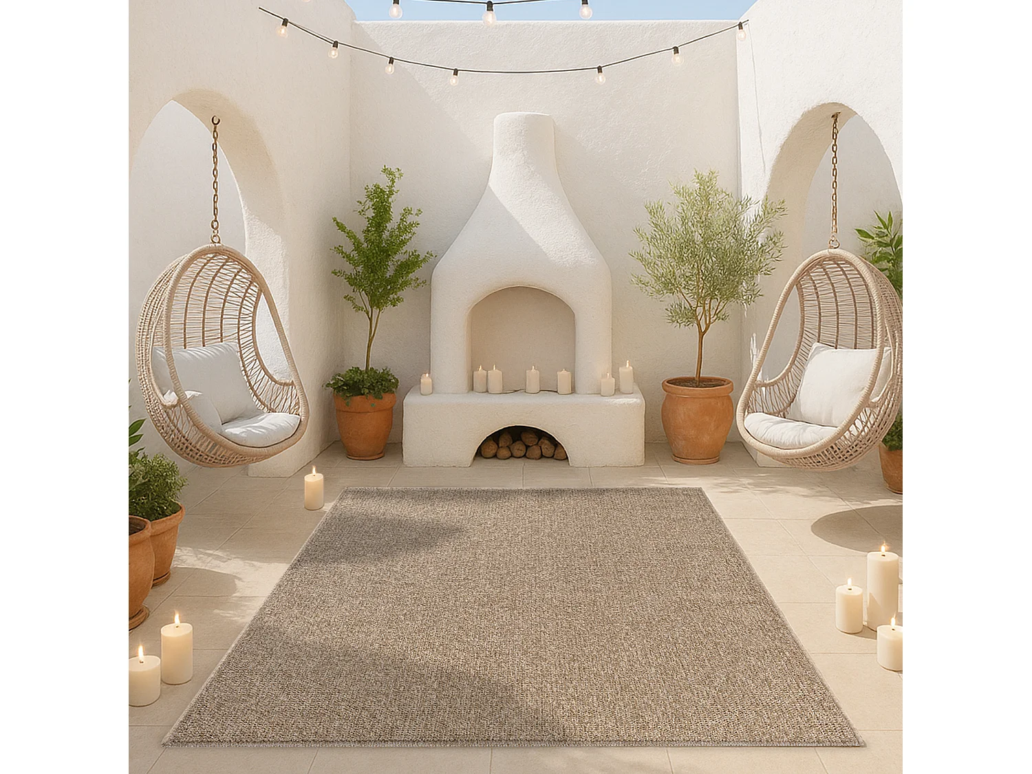 Tapis Kos extérieur moderne intemporel, Nature, 160 x 220 cm