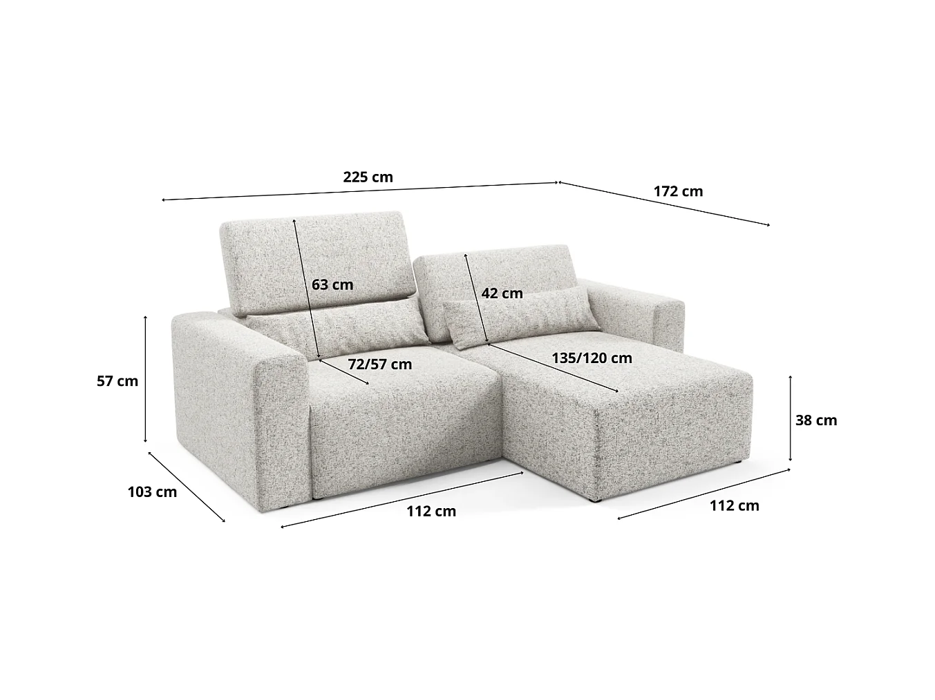 Ecksofa Posejdon L Premium modular Farbe: Puente 34