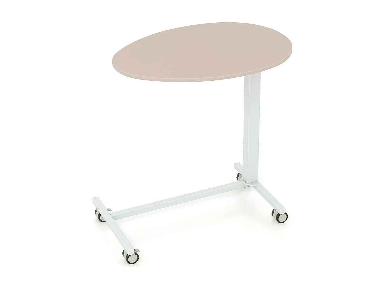 Höhenverstellbarer Beistelltisch mit Rollen Mobiler Laptoptisch 74-108 cm Rosa + Weiß statische Belastung bis zu 75 kg