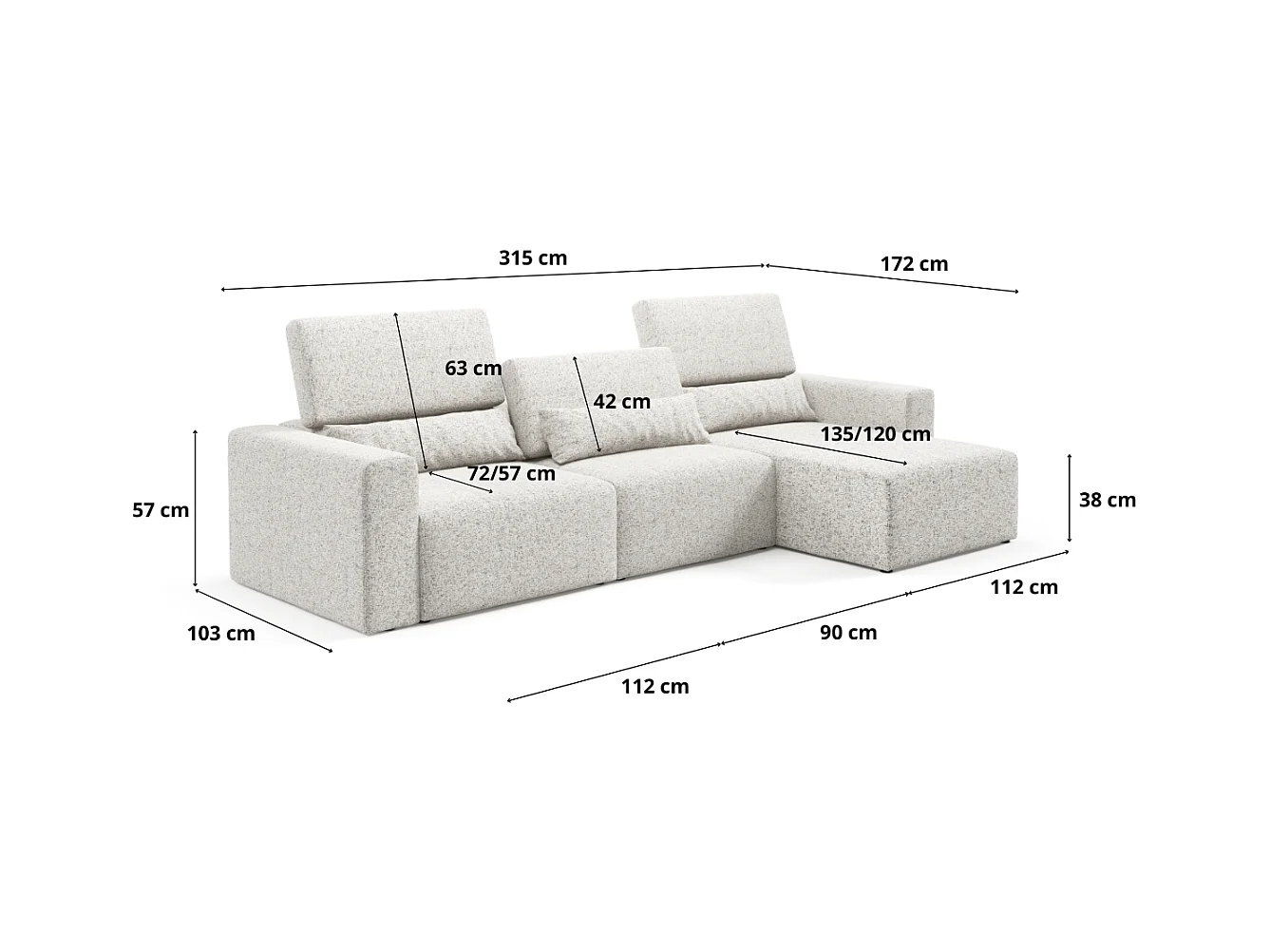 Ecksofa Posejdon XL Premium modular Farbe: Puente 03