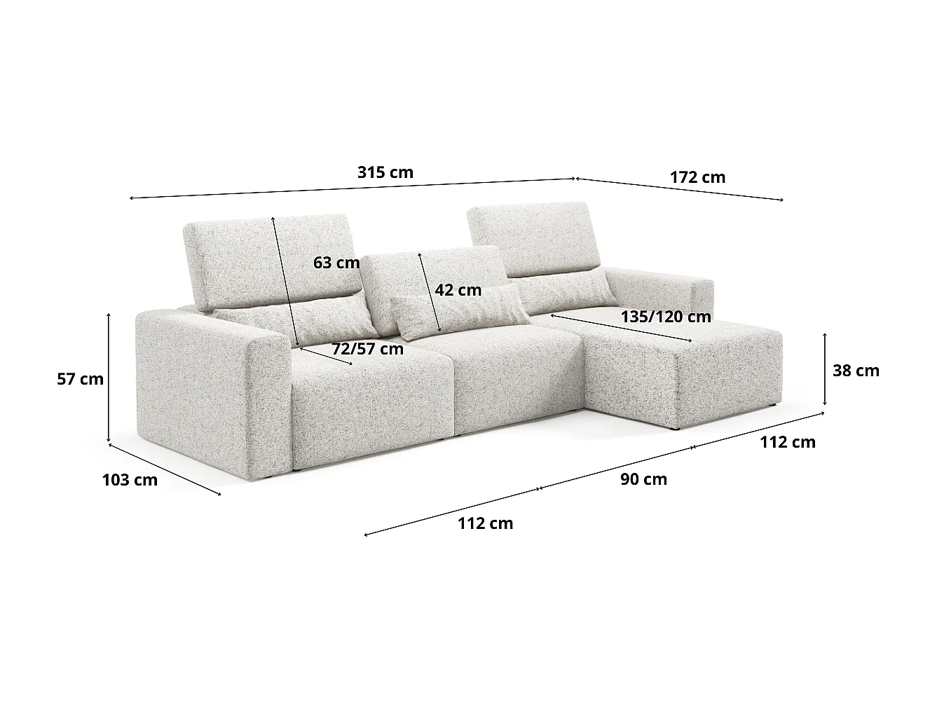 Hoekbank Posejdon XL modulaire premium Kleur: Puente 80