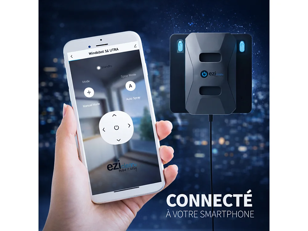 Robot Raamreiniger eziclean® Windobot S6 Ultra met Dubbele Automatische Spray van Reinigingsoplossing