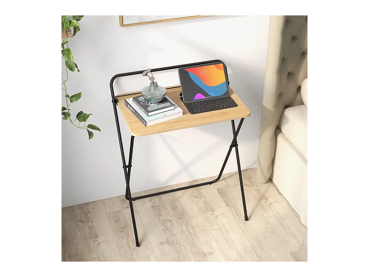 Bureau Informatique Pliable de 60 Cm Bureau D'écriture Compact pour Le Bureau à Domicile avec Support pour Tablette Bureau D'étude Polyvalent Naturel