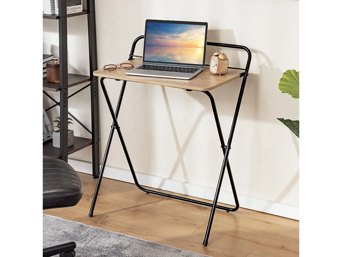 Bureau Informatique Pliable de 60 Cm Bureau D'écriture Compact pour Le Bureau à Domicile avec Support pour Tablette Bureau D'étude Polyvalent Naturel
