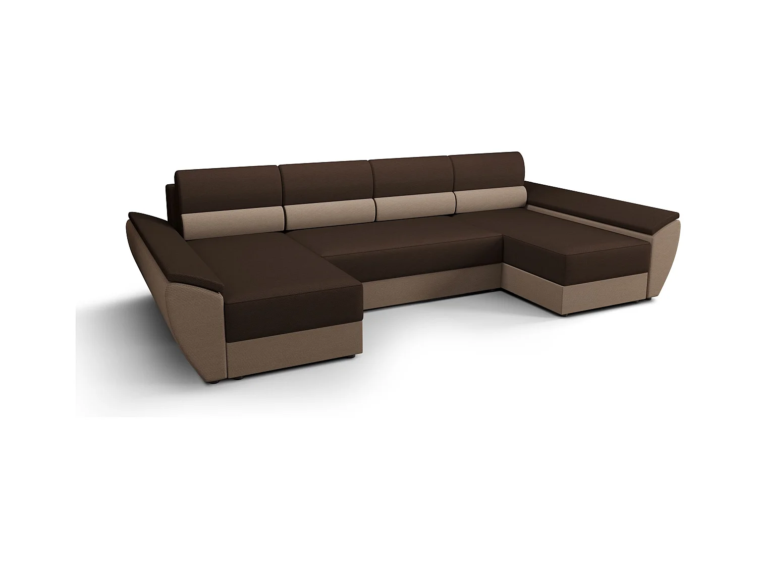 BEDANTE canapé d’angle REBIU4 RAINBOW 20+05 marron/beige avec fonction de couchage canapé en L avec espace de rangement