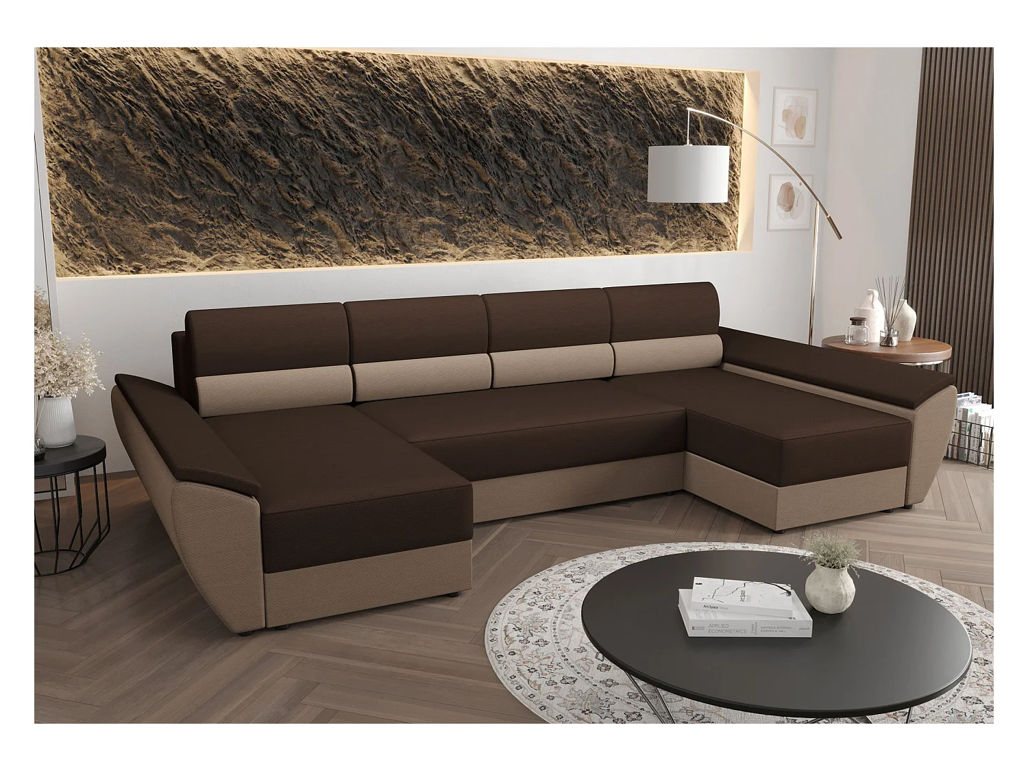 BEDANTE hoekbank REBIU4 RAINBOW 20+05 bruin/beige met slaapfunctie L-vormige bank met opbergruimte Bettkasten woonkamerbank, slaapbank, bank met opbergruimte