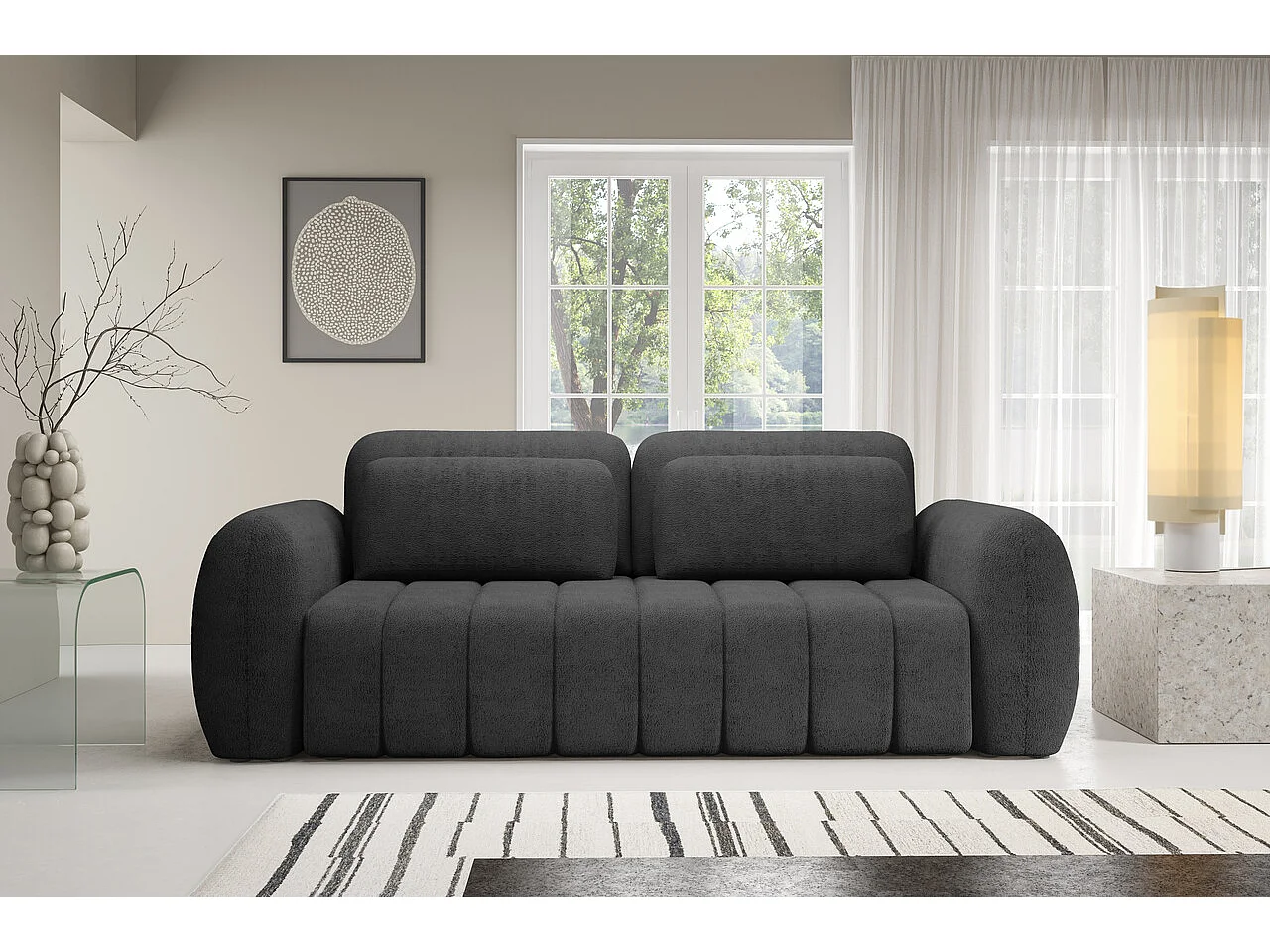 Canapé CONTII premium avec fonction de couchage Couleur : Quelle 92