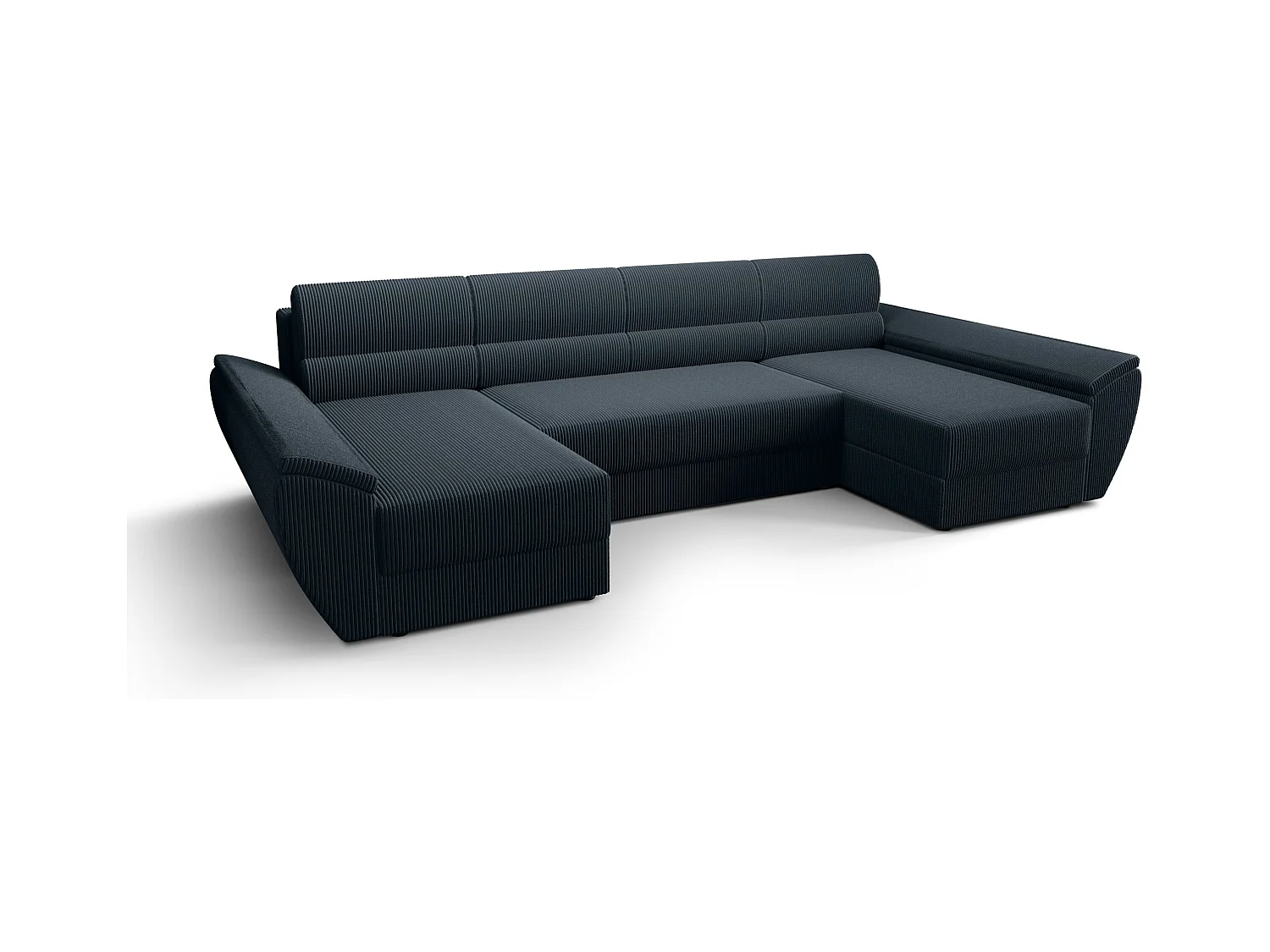 BEDANTE canapé d’angle REBIU4 Poso 05 bleu foncé avec fonction de couchage canapé en L avec espace de rangement