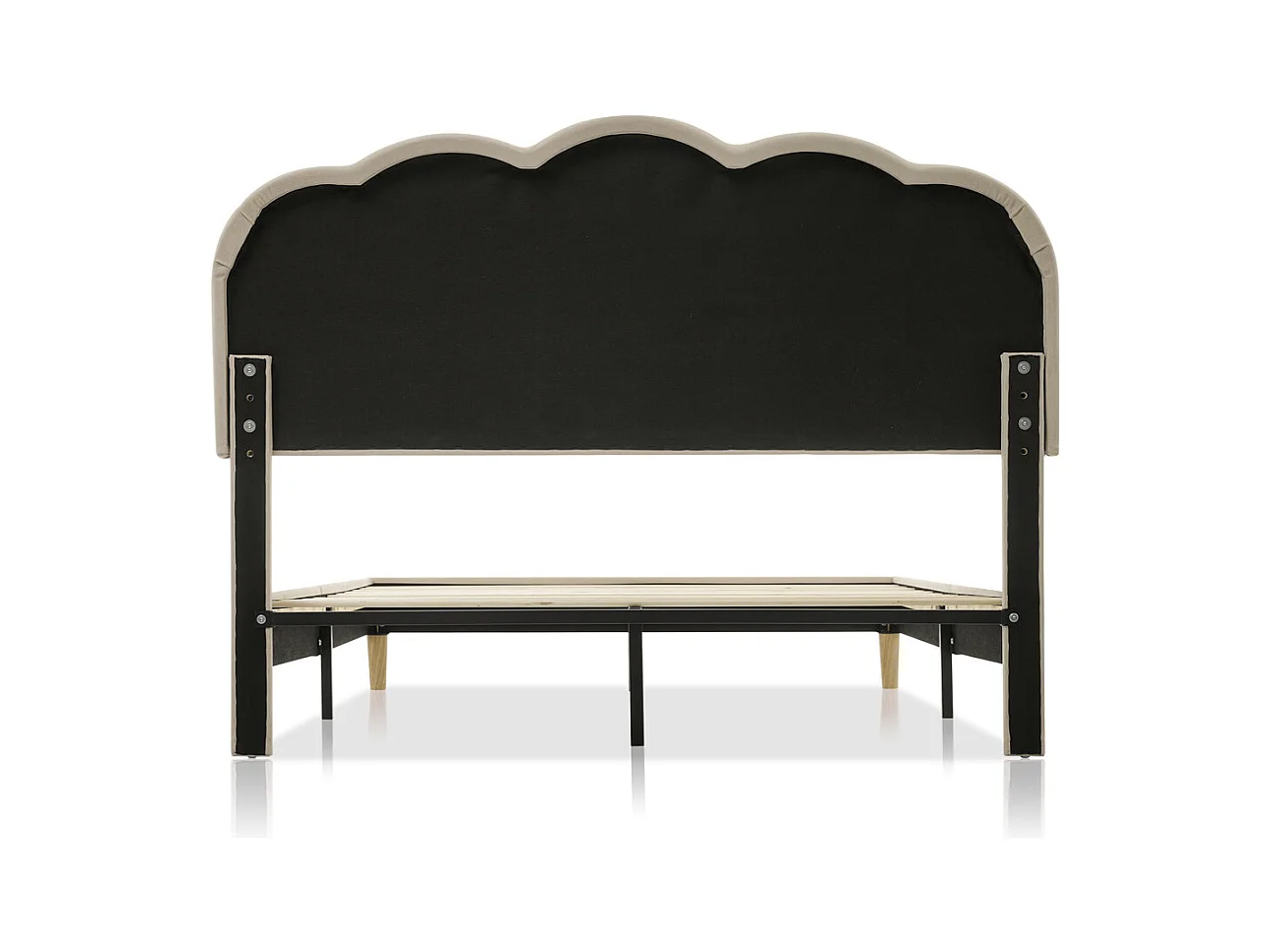 Lit jeune lit 140x200 cm lit lattes de bois lit rembourré lit led double lin beige