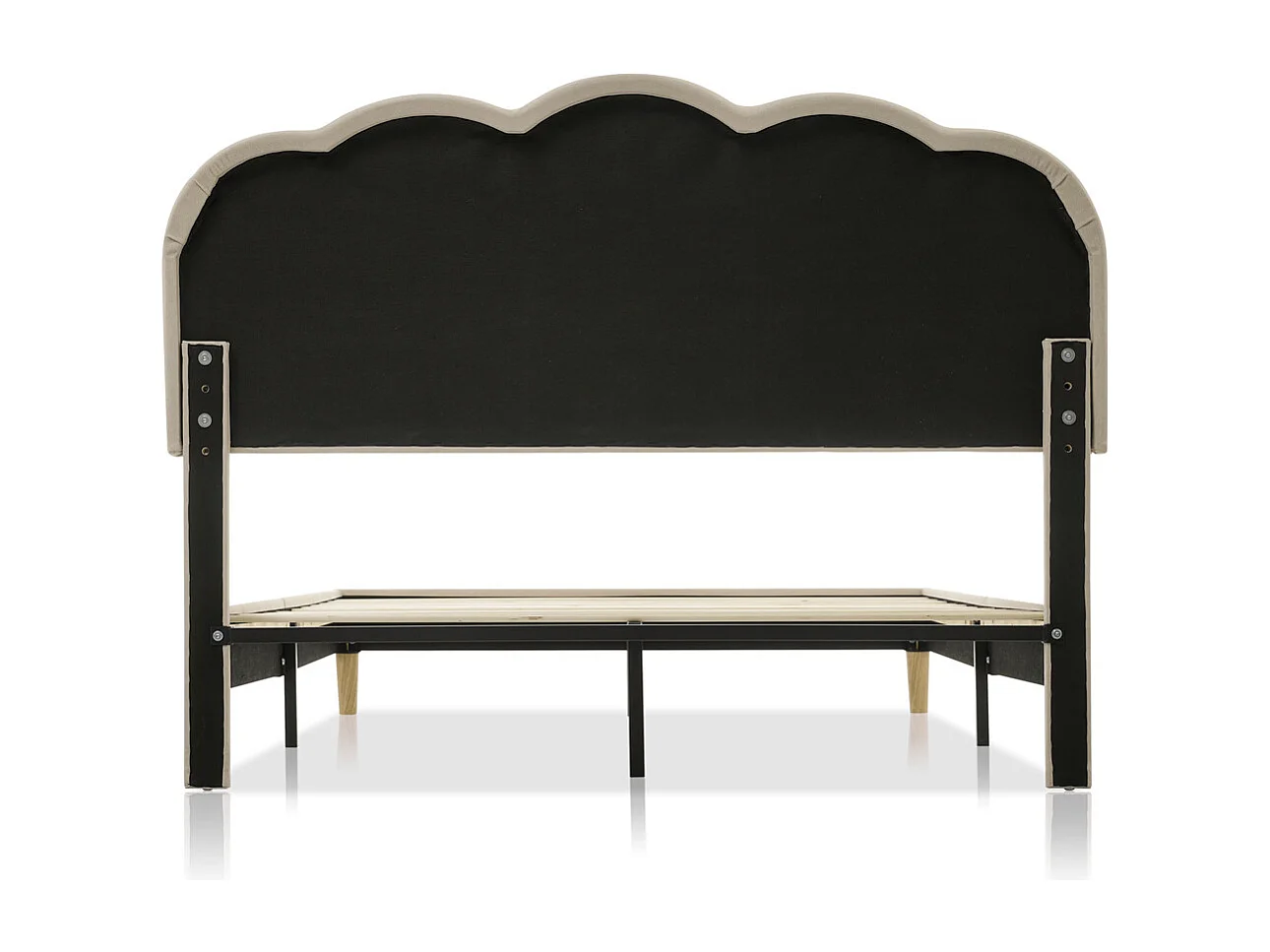 Lit jeune lit 140x200 cm lit lattes de bois lit rembourré lit led double lin beige