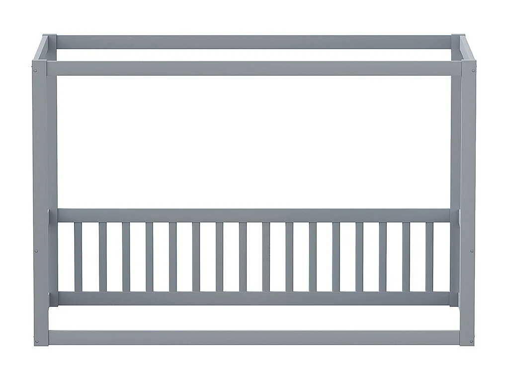 Lit à baldaquin pour enfants 90x200 cm, cadre de lit en bois massif pour enfants, adolescents, gris