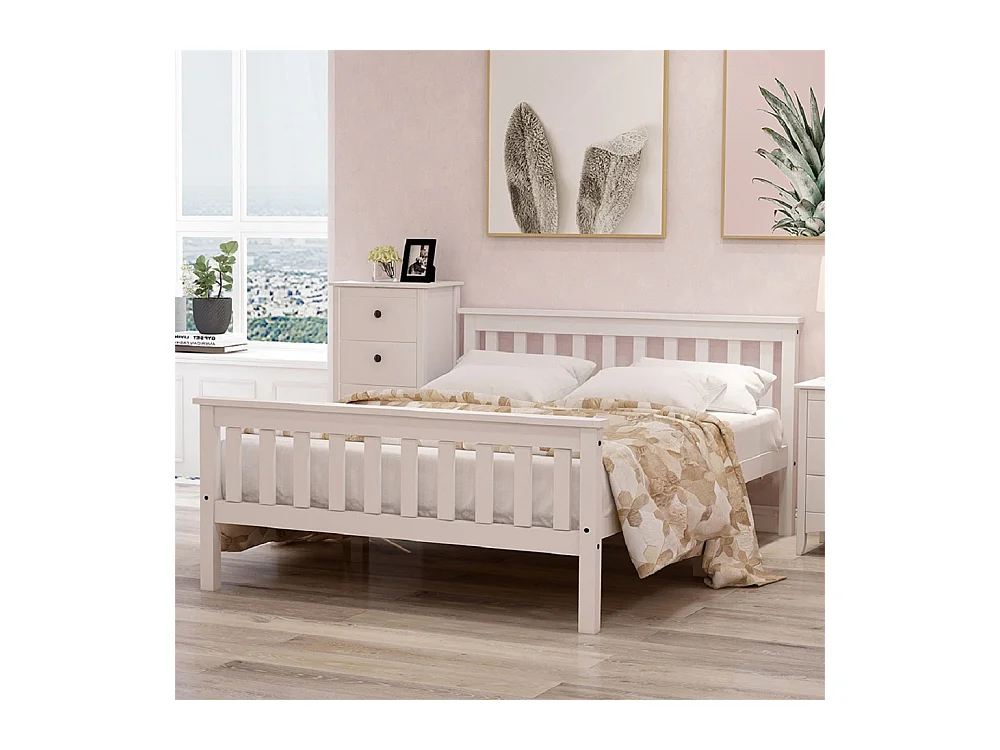 Lit jeune lit 140x200 cm lit sommier à lattes en bois lit en pin lit double bois massif blanc