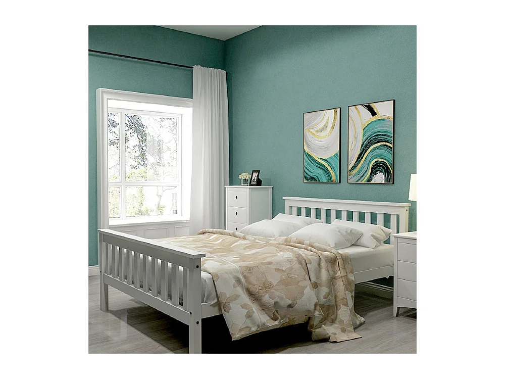 Lit jeune lit 140x200 cm lit sommier à lattes en bois lit en pin lit double bois massif blanc