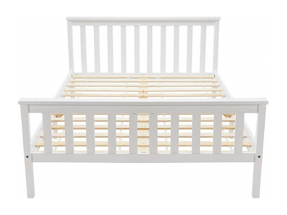 Lit jeune lit 140x200 cm lit sommier à lattes en bois lit en pin lit double bois massif blanc