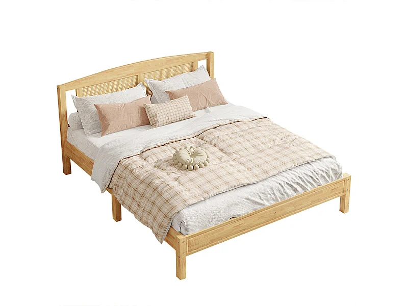 Lit jeune lit 160x200 cm lit en rotin lit simple pin naturel