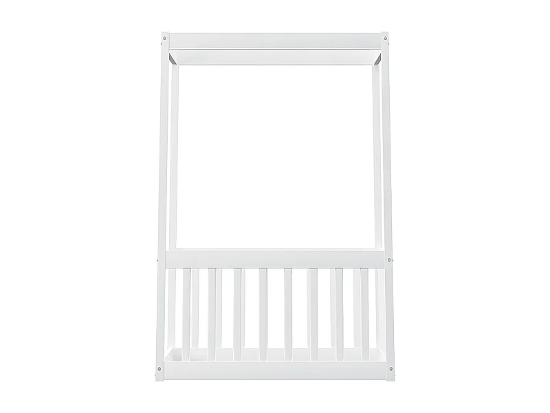 Lit à baldaquin pour enfants 90x200 cm, cadre de lit en bois massif pour enfants, adolescents, blanc