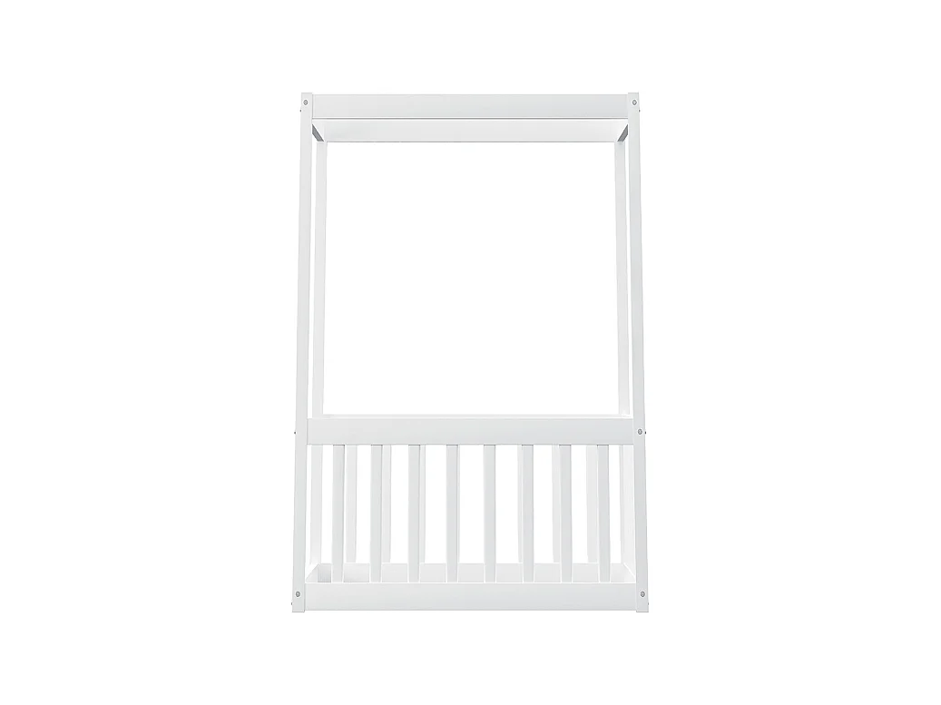 Lit à baldaquin pour enfants 90x200 cm, cadre de lit en bois massif pour enfants, adolescents, blanc