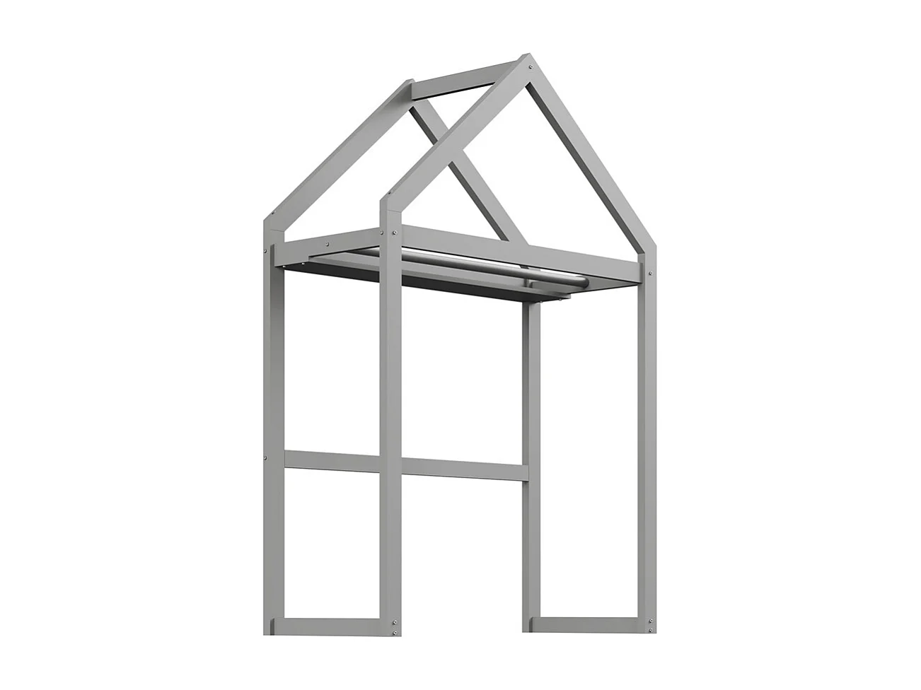 Lit jeune lit 90x200 cm lit en bois massif avec barrière de sécurité complète, portes et cadre à lattes pin gris