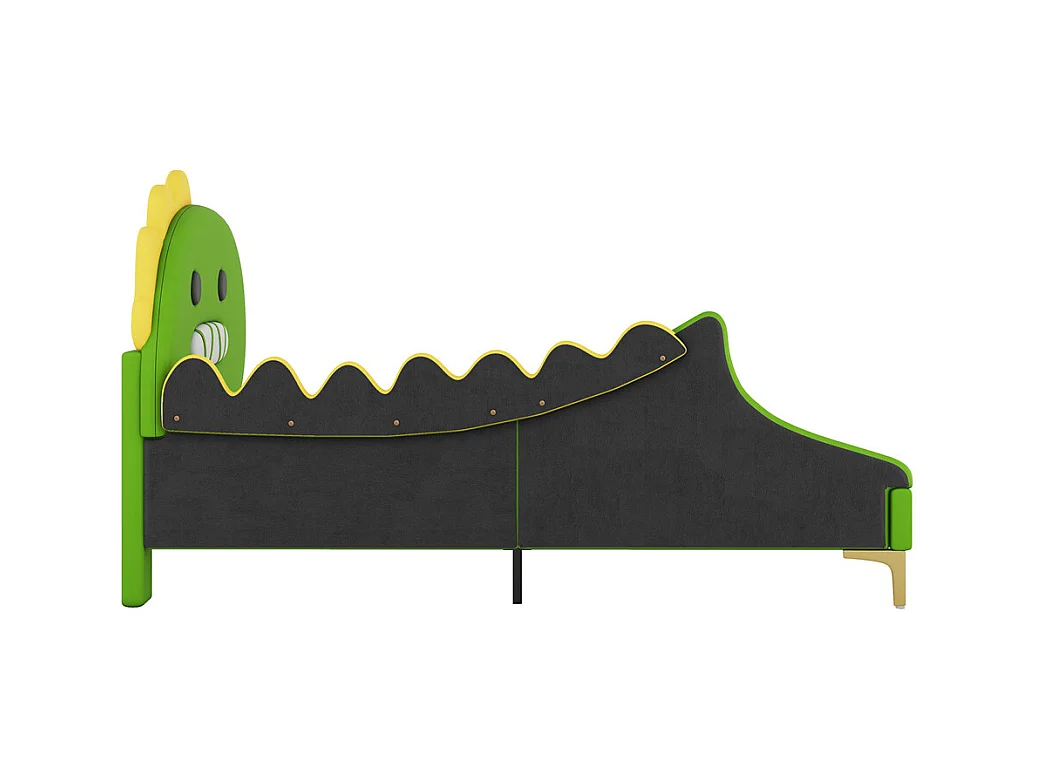 Lit jeune lit 90x200cm forme de dinosaure cartoon lit simple pu vert