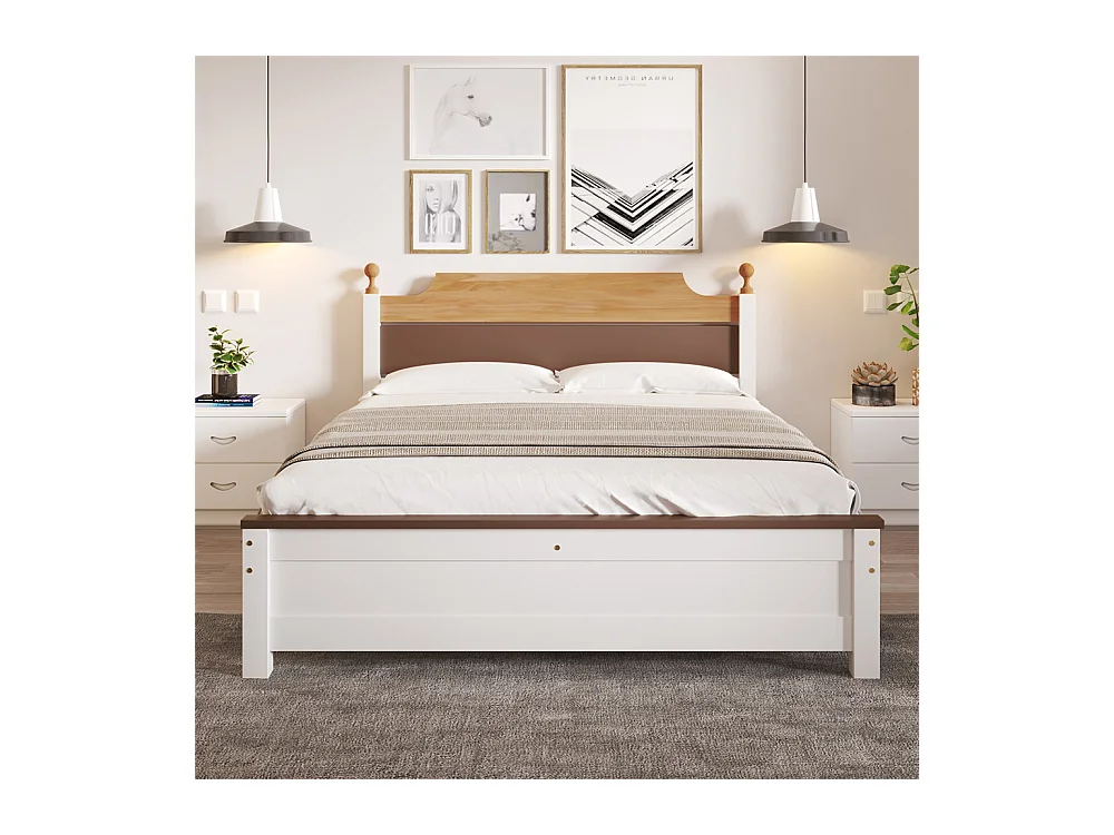 Lit jeune lit 140x200 cm lit en bois lit simple bois massif blanc