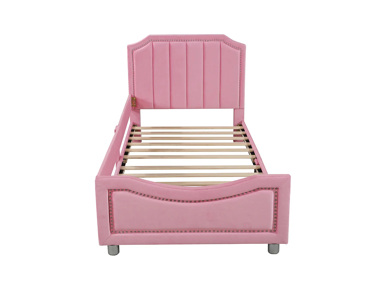 Lit jeune lit 90x200 cm lit rembourré lit simple bois massif rose