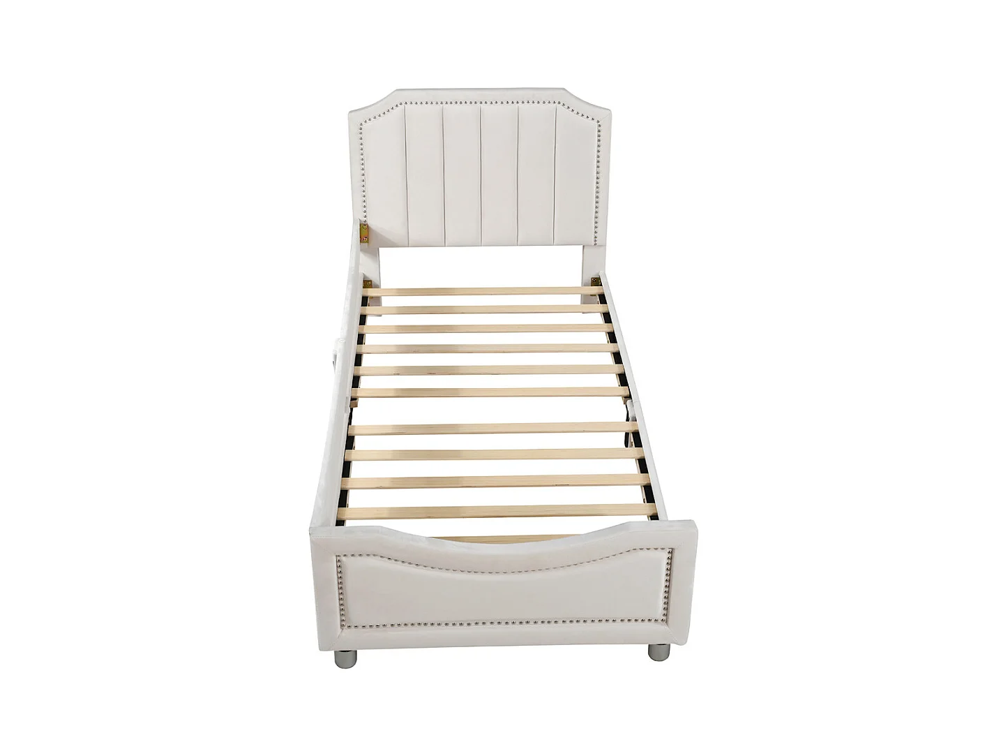 Lit jeune lit 90x200 cm lit rembourré lit simple bois massif beige