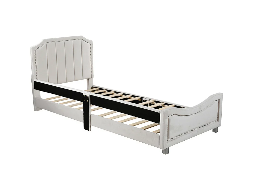 Lit jeune lit 90x200 cm lit rembourré lit simple bois massif beige