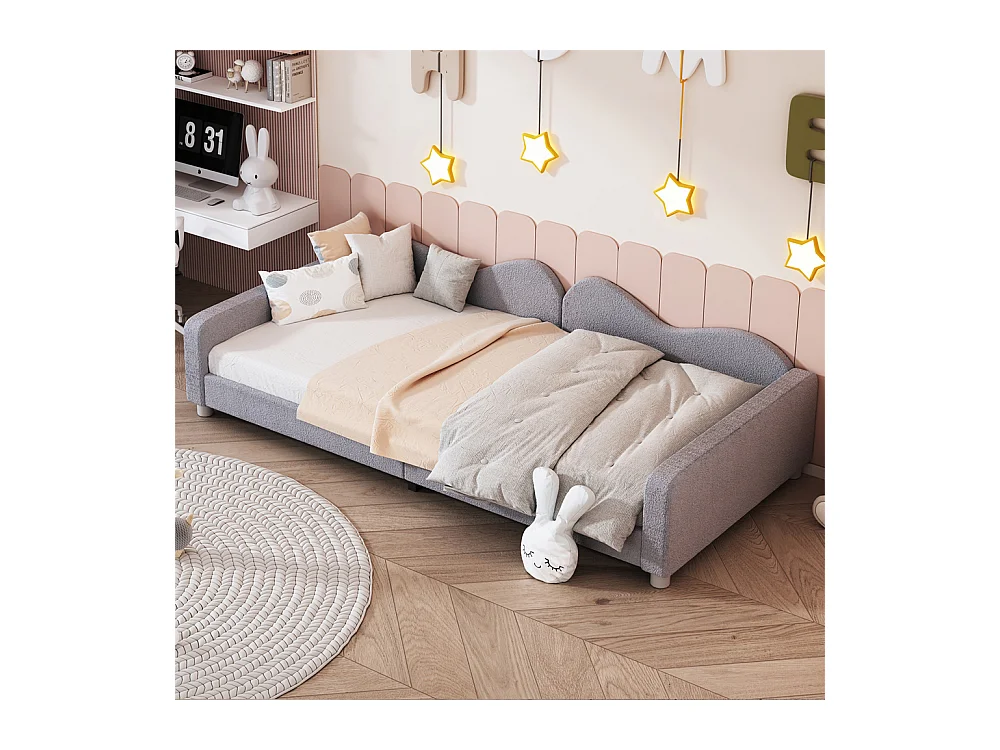 Lit jeune lit 90x200 cm lit rembourré lit simple canapé-lit velours gris