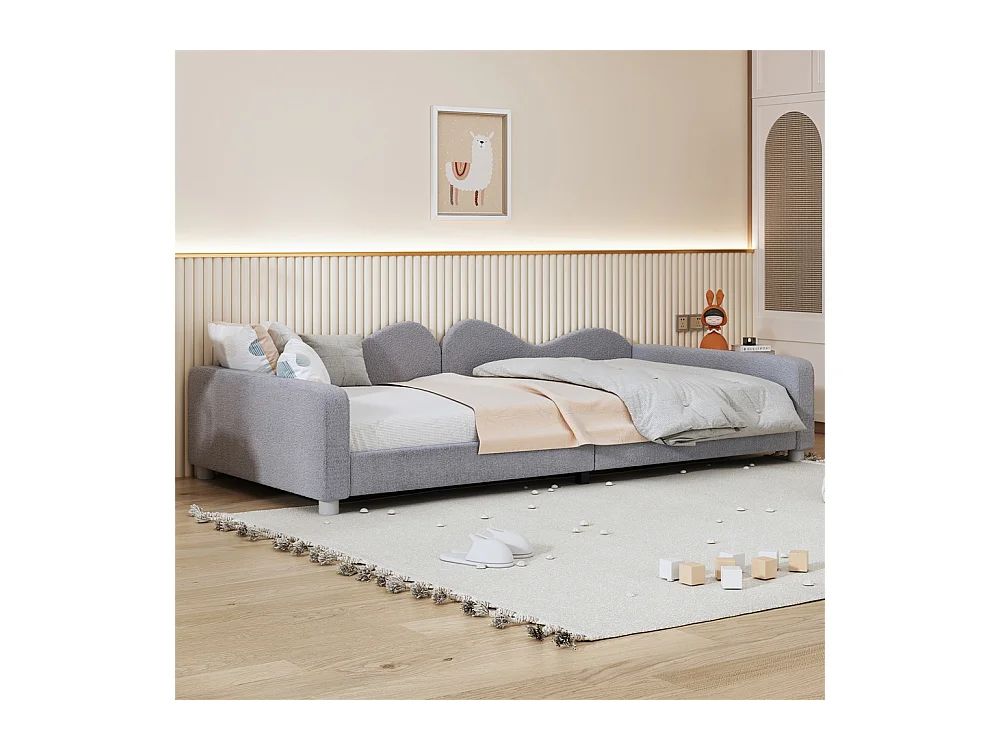 Lit jeune lit 90x200 cm lit rembourré lit simple canapé-lit velours gris