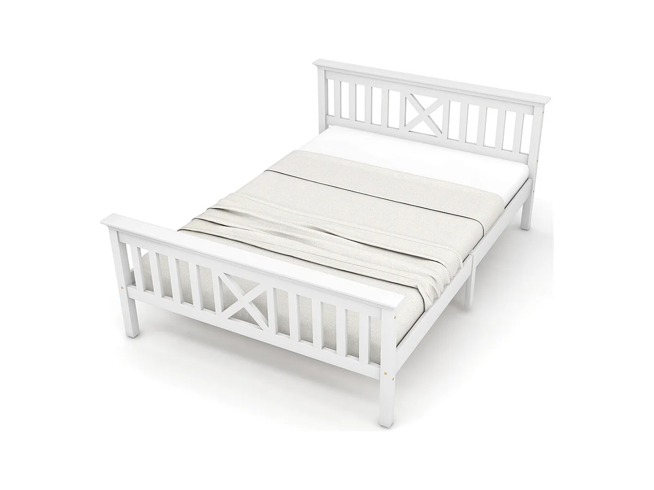 Lit jeune lit 140x200 cm lit en bois lit sommier à lattes lit double bois massif blanc