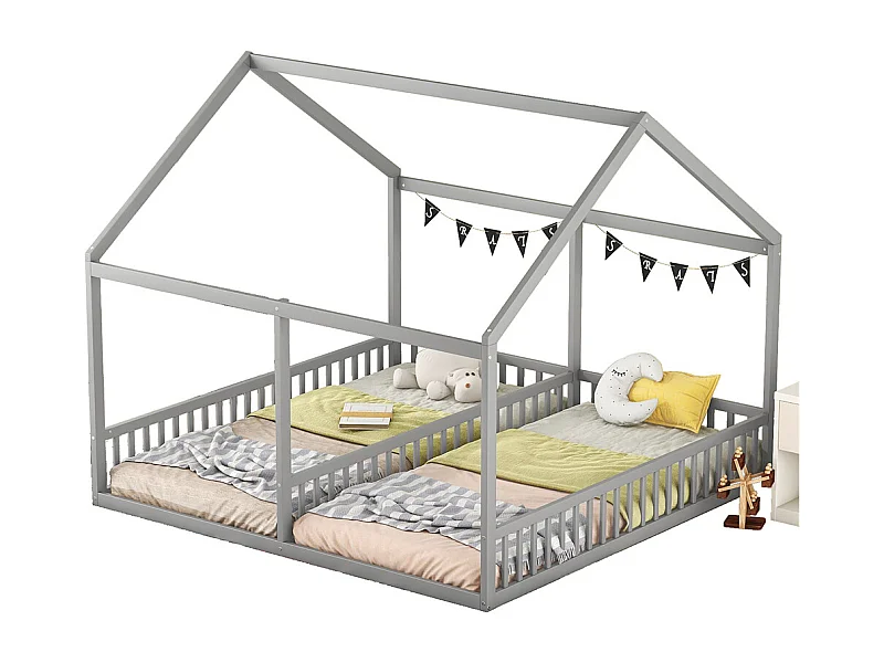 Lit jeune lit 90x200 cm lits plats lits 2 en 1 lit simpledouble pin gris