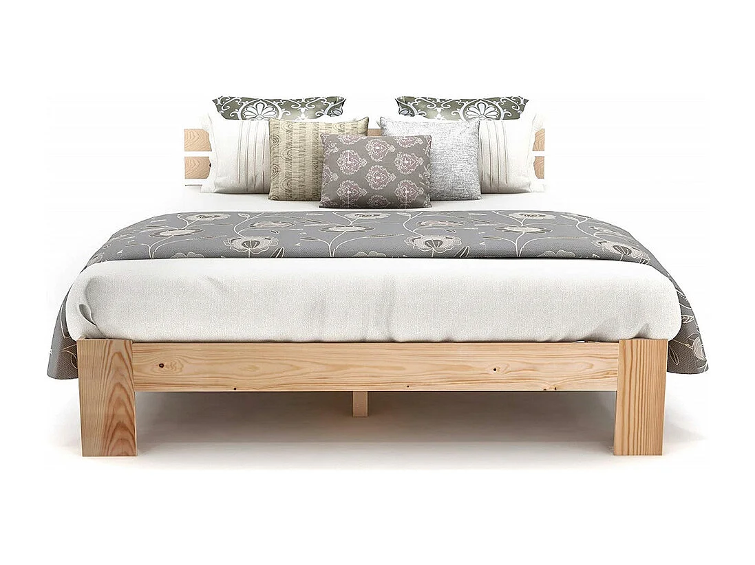 Lit jeune lit 140x200 cm lit sommier à lattes en bois lit double bois massif naturel