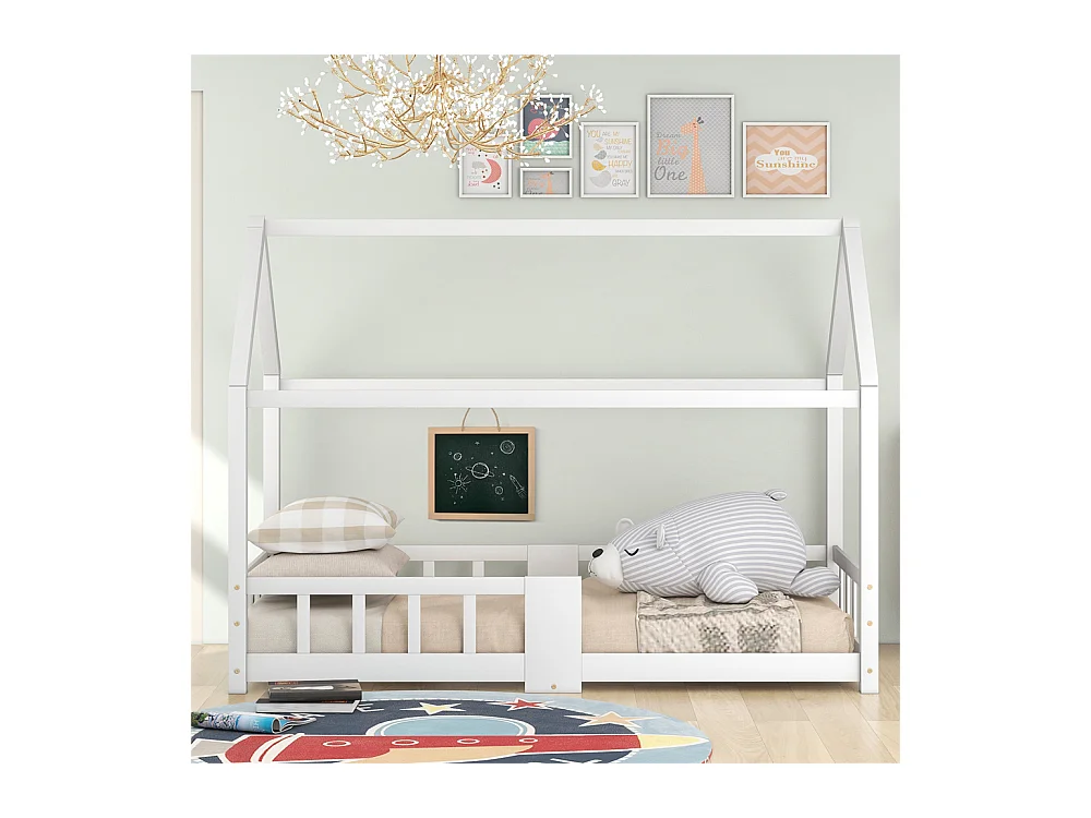 Lit jeune lit 90x200 cm lit protection contre les chutes lit sommier à lattes lit simple bois massif blanc