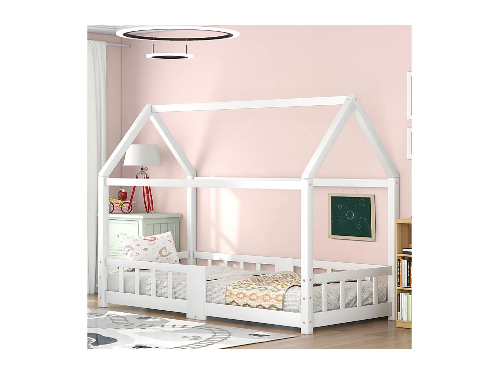 Lit jeune lit 90x200 cm lit protection contre les chutes lit sommier à lattes lit simple bois massif blanc