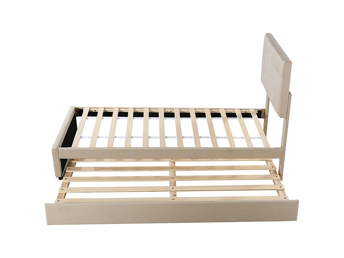 Lit jeune lit 90x200 cm lit rembourré lit simple lin beige